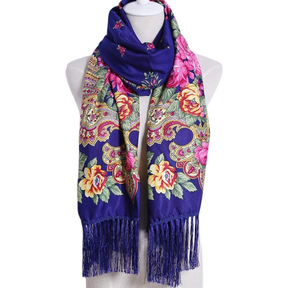 New Traditional Ukrainian Scarf - Royal Blue